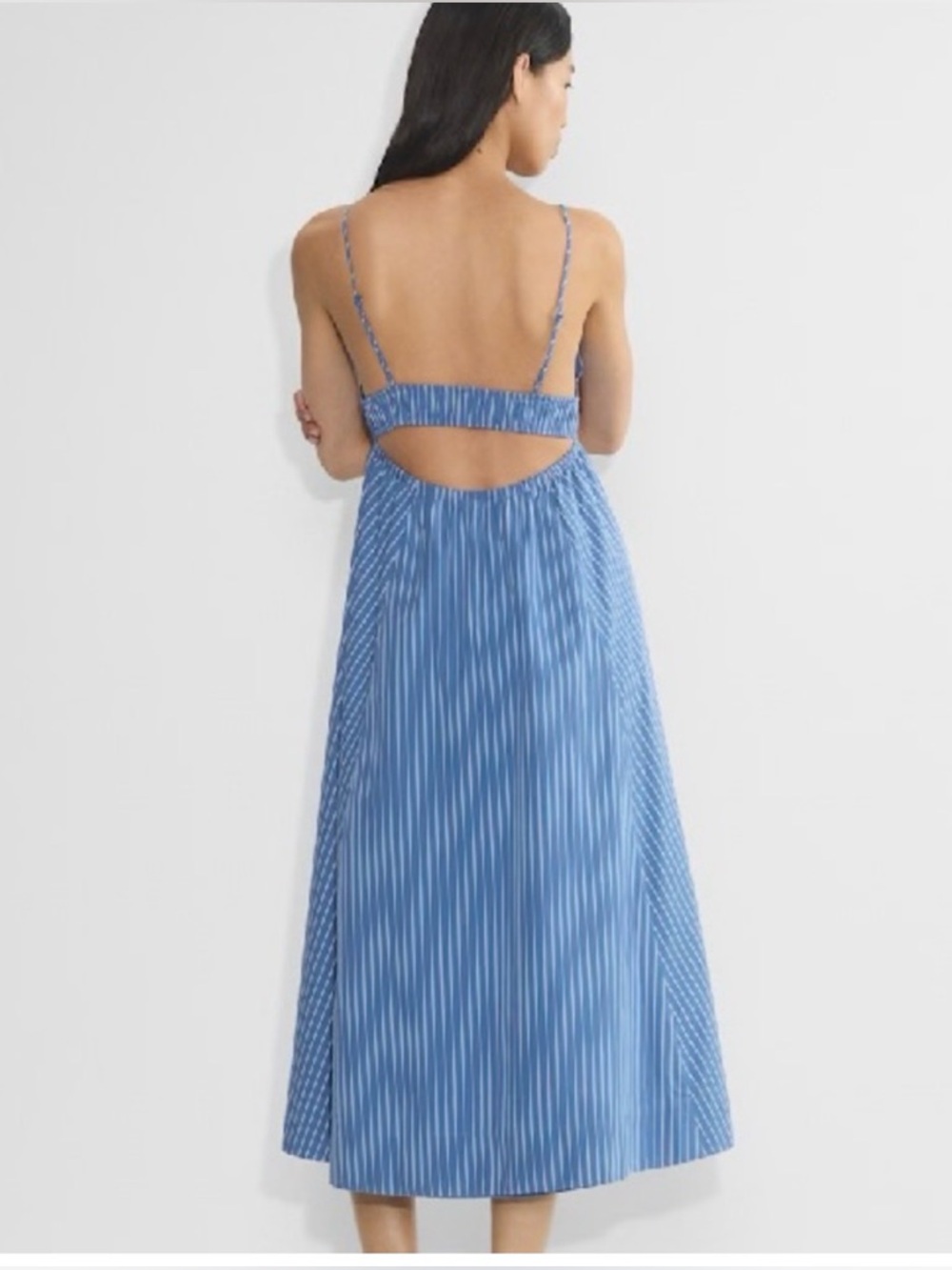 Aritzia Babaton SMALL Encourage Poplin Aline midi dress in blue striped - Picture 3 of 10